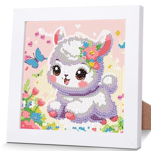 OSLEY Diamond Painting Kinder Set, 5D DIY Cartoon Diamant Painting Bilder, 15x15cm Leinwand und mit 18x18cm Bilderrahmen für Kinder und Mädchen, Erwachsene geeignet von OSLEY