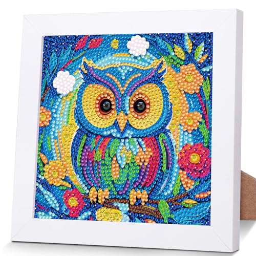 OSLEY Diamond Painting Kinder Set, 5D DIY Cartoon Diamant Painting Bilder, 15x15cm Leinwand und mit 18x18cm Bilderrahmen für Kinder und Mädchen, Erwachsene geeignet von OSLEY