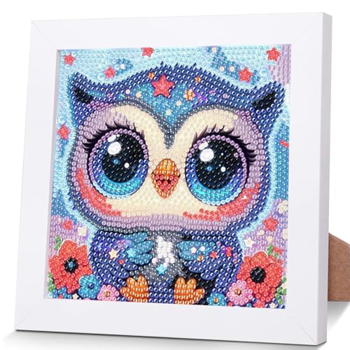 OSLEY Diamond Painting Kinder Set, 5D DIY Cartoon Diamant Painting Bilder, 15x15cm Leinwand und mit 18x18cm Bilderrahmen für Kinder und Mädchen, Erwachsene geeignet von OSLEY