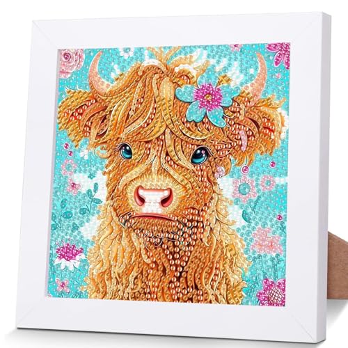 OSLEY Diamond Painting Kinder Set, 5D DIY Cartoon Diamant Painting Bilder, 15x15cm Leinwand und mit 18x18cm Bilderrahmen für Kinder und Mädchen, Erwachsene geeignet von OSLEY