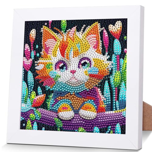 OSLEY Diamond Painting Kinder Set, 5D DIY Cartoon Diamant Painting Bilder, 15x15cm Leinwand und mit 18x18cm Bilderrahmen für Kinder und Mädchen, Erwachsene geeignet von OSLEY