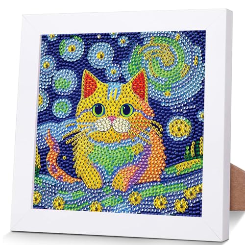 OSLEY Diamond Painting Kinder Set, 5D DIY Cartoon Diamant Painting Bilder, 15x15cm Leinwand und mit 18x18cm Bilderrahmen für Kinder und Mädchen, Erwachsene geeignet von OSLEY