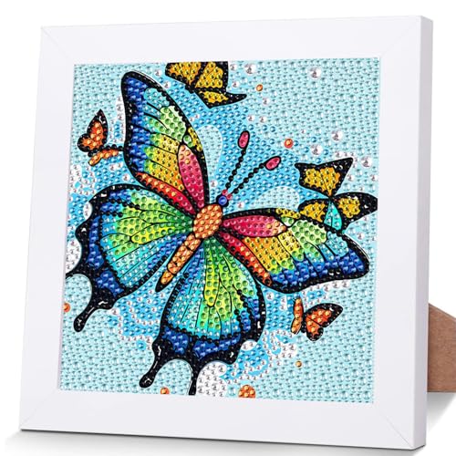 OSLEY Diamond Painting Kinder Set, 5D DIY Cartoon Diamant Painting Bilder, 15x15cm Leinwand und mit 18x18cm Bilderrahmen für Kinder und Mädchen, Erwachsene geeignet von OSLEY