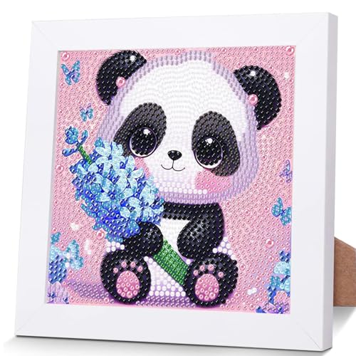 OSLEY Diamond Painting Kinder Set, 5D DIY Cartoon Diamant Painting Bilder, 15x15cm Leinwand und mit 18x18cm Bilderrahmen für Kinder und Mädchen, Erwachsene geeignet von OSLEY