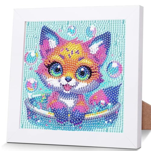 OSLEY Diamond Painting Kinder Set, 5D DIY Cartoon Diamant Painting Bilder, 15x15cm Leinwand und mit 18x18cm Bilderrahmen für Kinder und Mädchen, Erwachsene geeignet von OSLEY