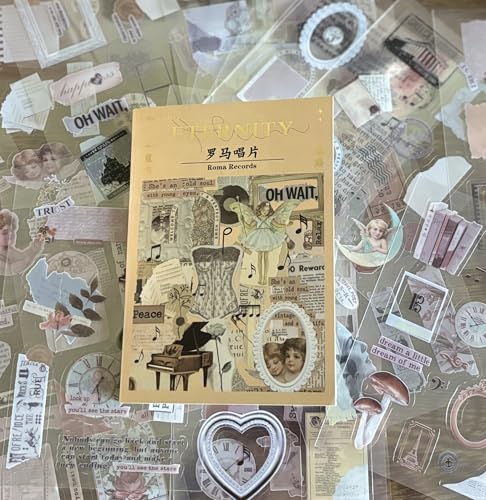 OSLEY Scrapbook Stickers Book, 20 Blatt PET Ästhetische Vintage Scrapbooking Aufkleber für Fotoalbum，Scrapbooking，Bullet Journal Zubehör，Kalendern,DIY Art Notizbuch von OSLEY