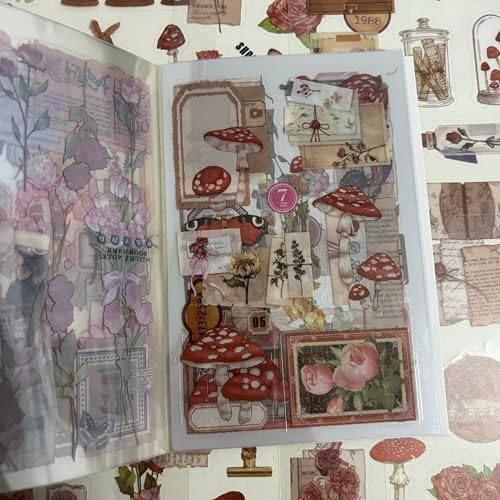 OSLEY Scrapbook Stickers Book, 20 Blatt PET Ästhetische Vintage Scrapbooking Aufkleber für Fotoalbum，Scrapbooking，Bullet Journal Zubehör，Kalendern,DIY Art Notizbuch von OSLEY