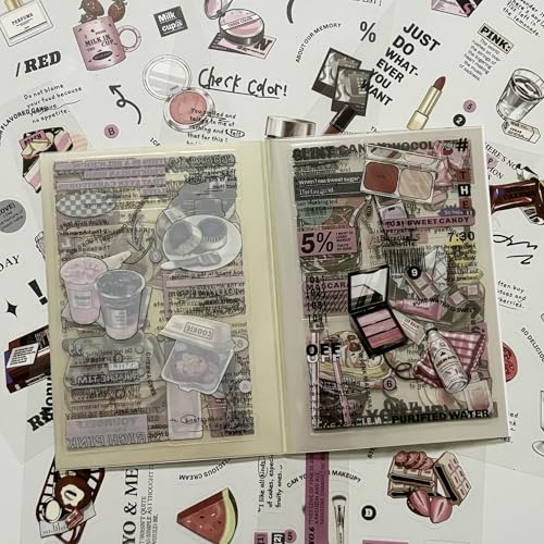 OSLEY Scrapbook Stickers Book, 20 Blatt PET Ästhetische Vintage Scrapbooking Aufkleber für Fotoalbum，Scrapbooking，Bullet Journal Zubehör，Kalendern,DIY Art Notizbuch von OSLEY