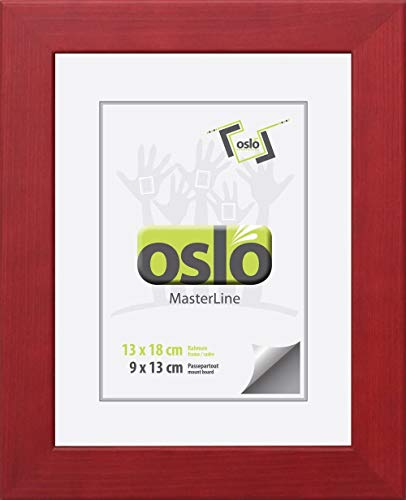 OSLO MasterLine Bilderrahmen 13 x 18 rot braun Holz massiv Echt-Glas zum Hinstellen oder Aufhängen Portrait-Rahmen von OSLO MasterLine