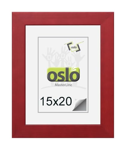 OSLO MasterLine Bilderrahmen 15 x 20 rot braun Holz FSC stabiler Aufsteller Echt-Glas Portraitrahmen Foto von OSLO MasterLine