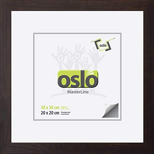 OSLO MasterLine Bilderrahmen 30 x 30 quadratisch dunkel braun Holz zum Aufhängen Echt-Glas Foto-rahmen von OSLO MasterLine