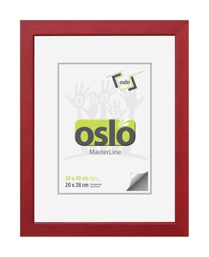 OSLO MasterLine Bilderrahmen 30 x 40 dunkel rot Holz Echtglas 2,4 mm breit Portraitrahmen Urkundenrahmen FSC-zertifiziert von OSLO MasterLine