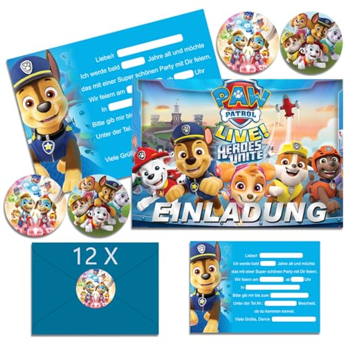 OSOFREE 12x Einladungskarten Kindergeburtstag Junge mit Umschlag Deutsch, Kindergeburtstags Party Einladungen, Cartoon Geburtstag Einladungskarten Set für Themed Party (A6) von OSOFREE