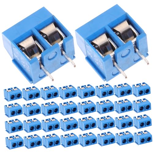 OSOLADY 100 Stück 2 Terminals Elektrisches Zubehör 2-poliger Stecker Schraub-schnellanschlussklemme Schraubklemmenblock- Elektrischer Klemmenblock Schnellverbinder Blue Eisen von OSOLADY