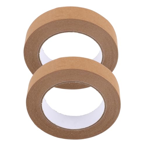 OSOLADY 2St Klebeband geschenkverpackung verpackungsband Versandband Etikettierband Papiertape schleifen Rahmenband braunes Papierband Packband aus Papier Kraftdichtband Kraftpapier Brown von OSOLADY