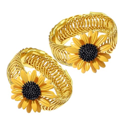 OSOLADY 2St Vorhangschnalle Vorhanghalter Vorhangverschluss Sonnenblumen Vorhangschmuck Raffhalter für Gardinen Film Korn Vorhang-Krawattenschnallen Halter für Blumenvorhänge Metall Yellow von OSOLADY