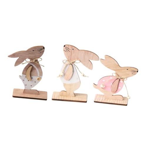 OSOLADY 3St Kaninchen-Verzierung Korb Heu aufblasbar Kinderspielzeug Stielspielzeug holzdeko Ostern Holzhasen Dekoration Osterdeko Holz Tischdekoration zu Ostern Ostern-Tischschild hölzern von OSOLADY