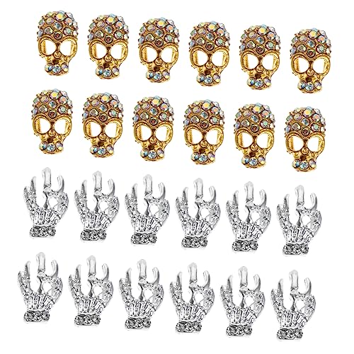 OSOLADY 40 Stücke Schädel Nagel Charms Mit Strass Skeleton Nail Art Schmuck Dekoration von OSOLADY