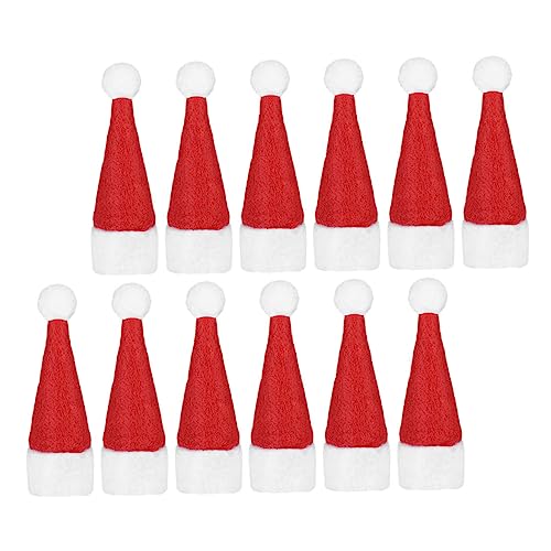 OSOLADY 50 Stück Weihnachtsmütze Zuckerstange Hut Christbaumschmuck Weihnachtsmannmütze Mini-weihnachtslutschermütze Füller Für Weihnachtstüten Weihnachtsgeschirrhalter Rot Vlies von OSOLADY