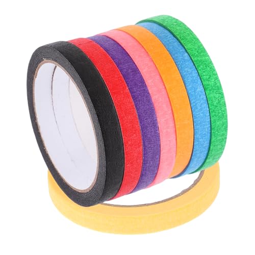 OSOLADY 8 Rollen Farbiges Abdeckband Buntes Klebeband Farbiges Klebeband Für Klassenzimmer Künstlerband Malerband Regenbogenband Zeichenband Abdeckband Zum Malen DIY Klebeband von OSOLADY