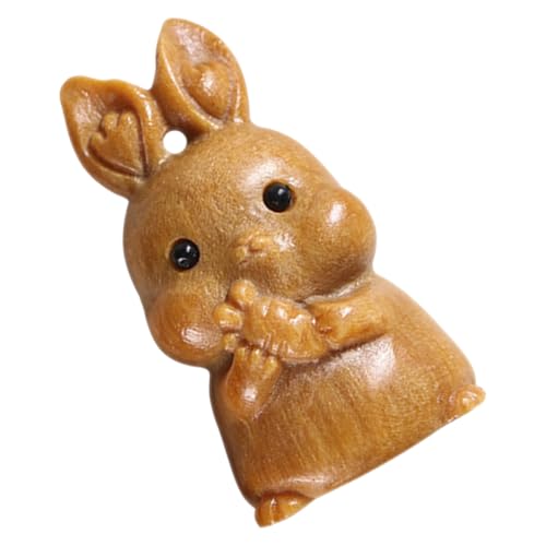 OSOLADY Kaninchenhandwerk Hase Figur Auto-armaturenbrett-Dekoration Kleine Tierstatue Handgefertigte Kaninchenornamente Tischdeko Für Ostern Osterdeko Für Die Küche Holz Coffee von OSOLADY