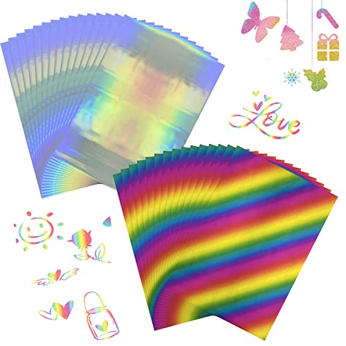 100 Stück Glitzernde Heißfolie reaktive Folie20,1 x 29 cmHeißstempelfolie, Folie von Laserdrucker und Laminierer, Reaktivfolie für Scrapbooking, PapierBasteln von OTCRAFT