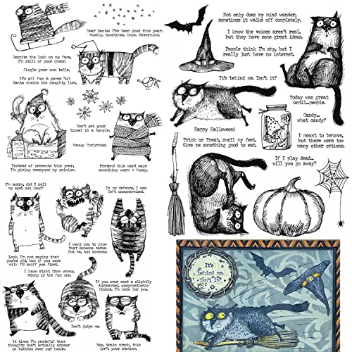 3 Stück Halloween Katze Niedlich Winter Kürbis Magie Weihnachten Cheer Klar Gummi Stempel Siegel für DIY Scrapbooking Prägung HandwerkGeschenkkarte Papier Album Silikon Stempel von OTCRAFT