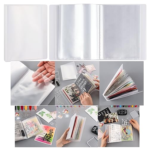 40 Seiten A6 transparente Stempelaufbewahrung Prägeordner Aufbewahrung Fotoaufbewahrung Album Siegelbeutel Ordner Aufbewahrungstasche für DIY Scrapbooking Kunsthandwerk Sammeltaschen von OTCRAFT