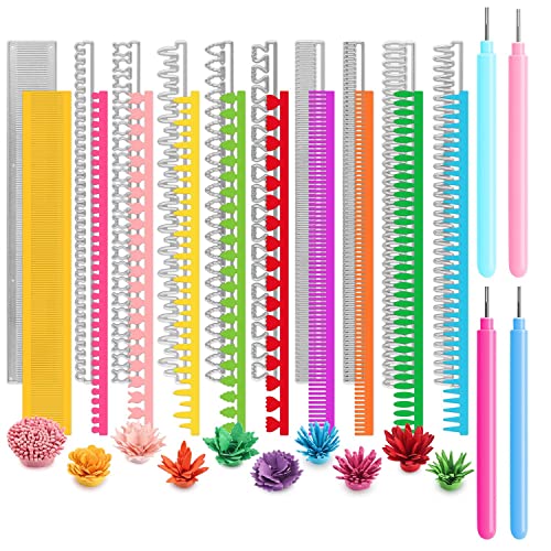 OTCRAFT 10 Stück/Set 3D-gerollte Blumen mit 4 Papier-Quilling-Werkzeugen, Blumenblatt-Quilling-Streifen, Kartenherstellung, DIY, Scrapbooking, Prägeschablone, Stanzschablone für Papier, Basteln von OTCRAFT