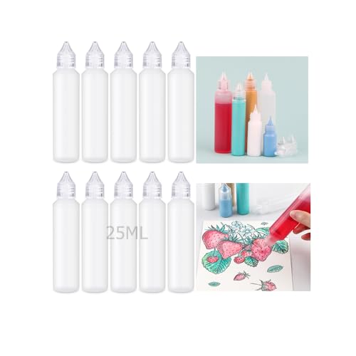 OTCRAFT 10 Stück 25 ml leere Applikatorflaschen mit feiner Spitze; Kunststoff-Quetschflasche für Kleber, Farbe, Tinte, transparenter Flüssigkeitsspender, kleine Klebeprojekte, Papierquilling, DIY, von OTCRAFT