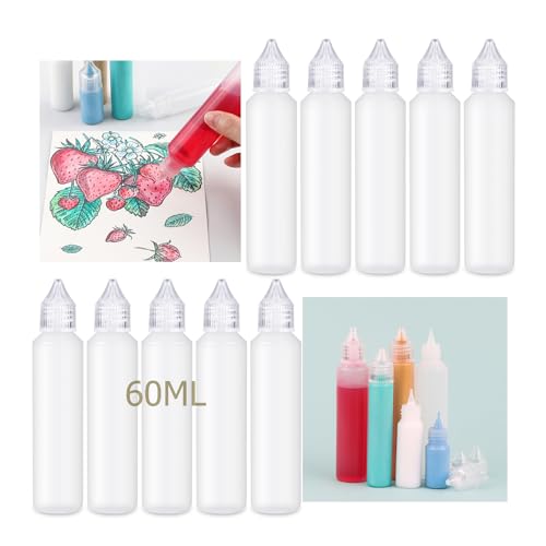 OTCRAFT 10 Stück 60 ml leere Applikatorflaschen mit feiner Spitze; Kunststoff-Quetschflasche für Kleber, Farbe, Tinte, transparenter Flüssigkeitsspender, kleine Klebeprojekte, Papierquilling, DIY, von OTCRAFT