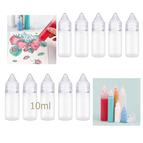 OTCRAFT 10 leere Applikatorflaschen mit feiner Spitze, 10 ml, Kunststoff-Quetschflasche für Kleber, Farbe, Tinte, transparenter Flüssigkeitsspender, kleine Klebeprojekte, Papierquilling, DIY, von OTCRAFT