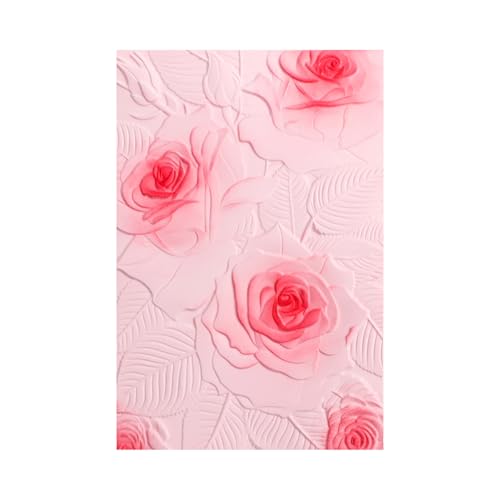 OTCRAFT 3D-Kunststoff-Prägeschablone Rose für Bastelarbeiten, Scrapbooking, Fotoalbum, Kartenbasteln, Dekoration für Kartenherstellung, Prägeschablone, Papierkarte, 16 x 11,4 cm (L x B) von OTCRAFT