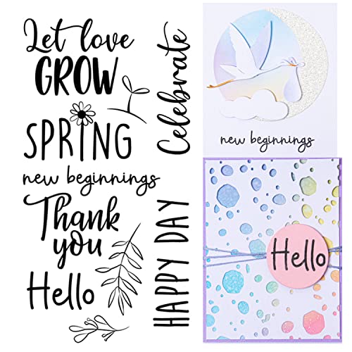 OTCRAFT Frühlings-Stempel-Sets Frühling Let Love Grow Thank You Happy Day Wortsätze für transparente Gummistempel, Kartenherstellung für DIY Scrapbooking Papier Basteln Kunstbedarf handgefertigt von OTCRAFT