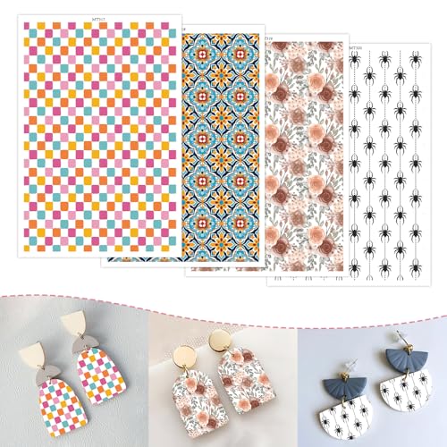 OTCRAFT Transferpapier für Polymerton, Blumen, schwarze Spinne, 4 verschiedene Farbverläufe, Transferpapier für Bastelarbeiten, Kunst, Schmuck, Ohrringe, 14 x 8 cm, 20 Blatt OTCRAFT Transferpapier für Polymerton, Blumen, schwarze Spinne, 4 verschiedene Farbverläufe, Transferpapier für Bastelarbeiten, Kunst, Schmuck, Ohrringe, 14 x 8 cm, 20 Blatt von OTCRAFT
