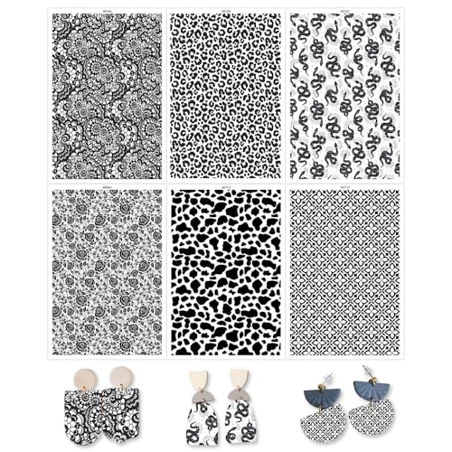 OTCRAFT Transferpapier für Polymerton, Retro, Schwarz und Weiß, 6 verschiedene Hintergrunddrucke, Polymer-Ton, Transferpapier für Bastelarbeiten, Kunst, Schmuck, Ohrringe, 14 x 8 cm, 24 Blatt OTCRAFT Transferpapier für Polymerton, Retro, Schwarz und Weiß, 6 verschiedene Hintergrunddrucke, Polymer-Ton, Transferpapier für Bastelarbeiten, Kunst, Schmuck, Ohrringe, 14 x 8 cm, 24 Blatt von OTCRAFT