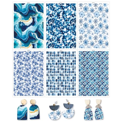 OTCRAFT Transferpapier für Polymerton, blaue Blumen, 6 verschiedene Hintergrunddrucke, Polymer-Ton, Transferpapier für Bastelarbeiten, Kunst, Schmuck, Ohrringe, 14 x 8 cm, 24 Blatt OTCRAFT Transferpapier für Polymerton, blaue Blumen, 6 verschiedene Hintergrunddrucke, Polymer-Ton, Transferpapier für Bastelarbeiten, Kunst, Schmuck, Ohrringe, 14 x 8 cm, 24 Blatt von OTCRAFT