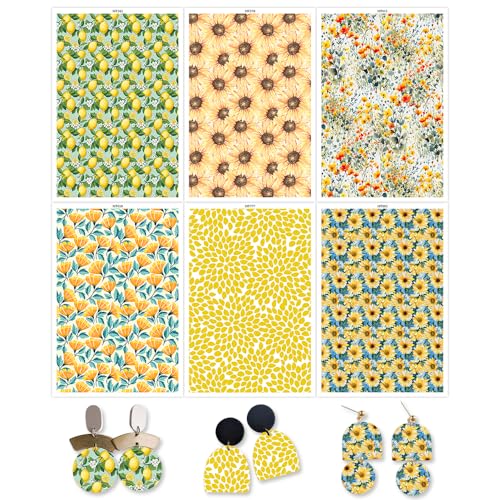 OTCRAFT Transferpapier für Polymerton, gelbe Serie mit 6 verschiedenen Hintergrunddrucken, Polymer-Ton, Transferpapier für Bastelarbeiten, Kunst, Schmuck, Ohrringe, 12 Blatt OTCRAFT Transferpapier für Polymerton, gelbe Serie mit 6 verschiedenen Hintergrunddrucken, Polymer-Ton, Transferpapier für Bastelarbeiten, Kunst, Schmuck, Ohrringe, 12 Blatt von OTCRAFT
