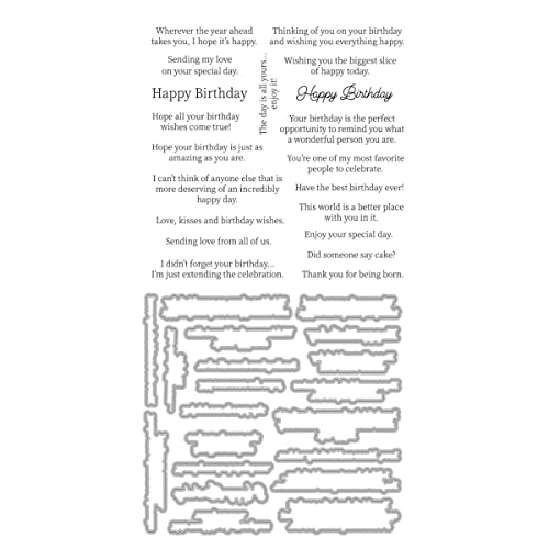 Stanzformen und Stempel-Sets mit Aufschrift "Happy Birthday Wishes", zum Kartengestalten, Senden von Liebe von uns allen, Enjoy You Special Day Words Phrase, Metall-Stanzformen, transparent, von OTCRAFT