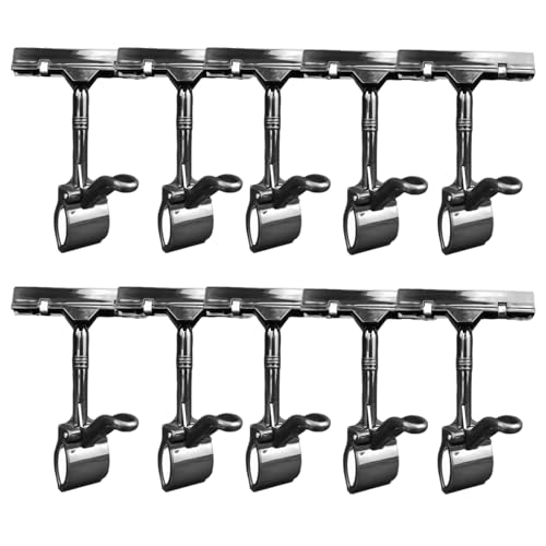 Kennzeichen zeigen Befestigung Etikettenrahmen Schilder-Display-Clip-Halter, Schilderständer, Schilder-Clip mit Klemme, 10er-Pack, drehbares Warenschild-Display im POP-Clip-On-Stil(Black) von OTENG