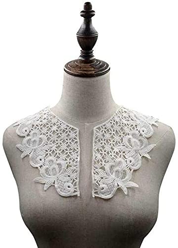 Stickerei Kragen-Aufkleber Applikation am Ausschnitt, Spitzenbesatz, Applikation am Halskragen, bestickte Blumenaufnäher, Kostümzubehör for Kleidung, Kleid, Hochzeit, Stickerei, 1 Paar(White) von OTENG