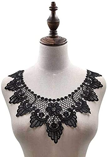 Stickerei Kragen-Aufkleber Nähapplikation, Spitze, bestickter Ausschnitt, Motivaufnäher, Kostümzubehör for Hochzeit, Braut, Abschlussball, Kleid, Kragen, Mieder, Gürtel, Dekoration(Black) von OTENG