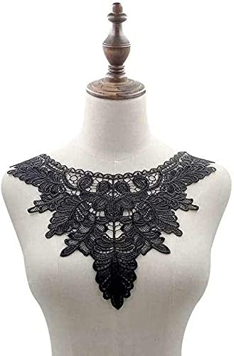 Stickerei Kragen-Aufkleber Nähapplikation, bestickte Ausschnittapplikation, Halskragen, Spitzenbesatz, Aufnäher, Motivflicken, Kostümzubehör for Hochzeit, Brautkleid, Kragendekoration(Black) von OTENG