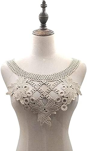 Stickerei Kragen-Aufkleber Nähapplikation, bestickter Ausschnitt, Kragen, Spitzenbesatz, Aufnäher, Kostümzubehör for Hochzeit, Braut, Abschlussball, Kleid, Kragen, Mieder, Dekoration(Beige) von OTENG