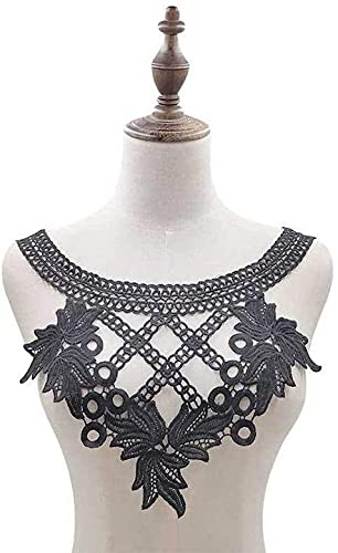 Stickerei Kragen-Aufkleber Nähapplikation, bestickter Ausschnitt, Kragen, Spitzenbesatz, Aufnäher, Kostümzubehör for Hochzeit, Braut, Abschlussball, Kleid, Kragen, Mieder, Dekoration(Black) von OTENG