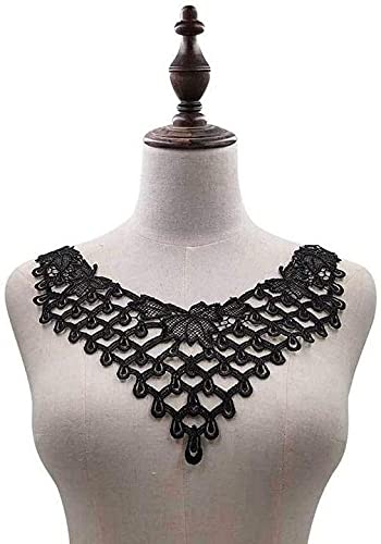 Stickerei Kragen-Aufkleber Nähapplikation, bestickter Ausschnitt, Kragenbesatz, Aufnäher, Spitze, Kostümzubehör for Hochzeit, Braut, Abschlussball, Kleid, Kragen, Mieder, Dekoration(Black) von OTENG