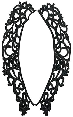 Stickerei Kragen-Aufkleber Nähen, Ausschnitt, Spitzenbesatz, Kragen, bestickt, Aufnäher, Kostümzubehör for Verzierungen, Kleidung, Kleid, Hochzeit, Nähen, Basteln, 1 Paar(Black) von OTENG