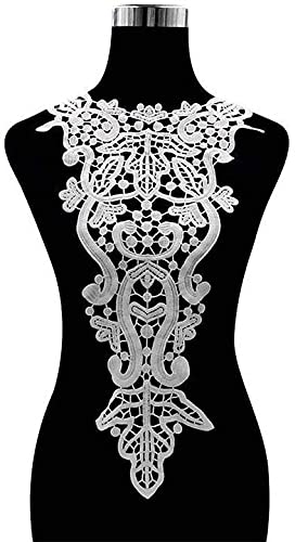 Stickerei Kragen-Aufkleber Spitzen-Ausschnitt, bestickte Applikation, Kragenbesatz, Aufnähen, Motiv-Patches for DIY-Ausschnitt, Mieder, Hochzeit, Braut, Abschlussball, Kleid(White) von OTENG