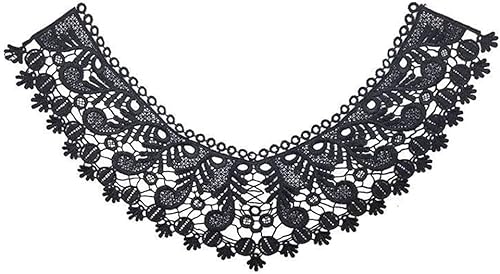 Stickerei Kragen-Aufkleber Spitzenapplikation am Ausschnitt, Spitze, Blumenkragen, Aufnäher for DIY, Basteln, Nähen, Brautkleid, Hochzeit, Kostüm, Kleidung, Zubehör, 44 x 24 cm(Black) von OTENG