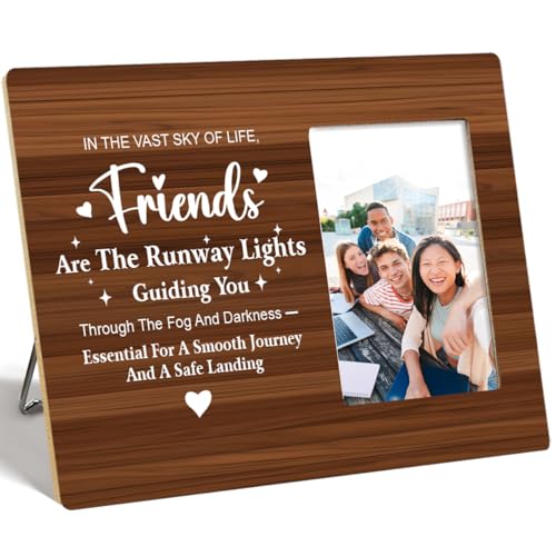 Bilderrahmen mit Aufschrift "Friends Are the Runway Lights Guiding You Through the Fog and Darkness", Holz-Bilderrahmen für Tischwand, Geschenke für Freunde, Freunde, Geschenke zum Geburtstag, von OTINGQD